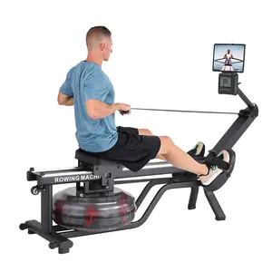 Garvee Water Rowing Machine for Home Use, 380 Lbs Capacity, Featuring LED Digital Monitor, Wide Ergonomic Seating, Tablet Holder, and App Compatibility for Enhanced Workout Experience