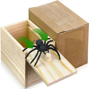 Wooden Spider Prank Box, 1 Piece Handcrafted Durable Money Surprise Box, Novelty & Gag Toy for Adults, Halloween Holiday Gift, Birthday Gift