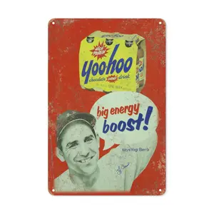 WSTKJW Yogi Berra Yoo-Hoo Chocolate Drink Metal Sign for Home Cafe Bar Garage Man Cave Bedroom Wall Decor 8x12 Inch
