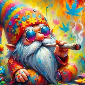 New Mini DIY 5D Diamond Painting Kit Smoking Gnome Design, Full Drill Mosaic Art for Home Wall Decor, Unique Gift Ideas