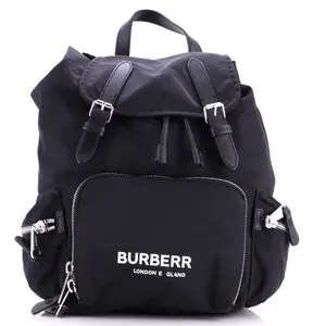 Pre-owned BURBERRY Nylon Backpacks Logo Rucksack Backpack with Leather Small by Rebag