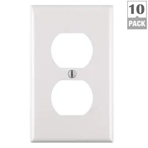 1-Gang White Duplex Outlet/Receptacle Plastic Standard Wall Plate (10-Pack) 88003-WMP