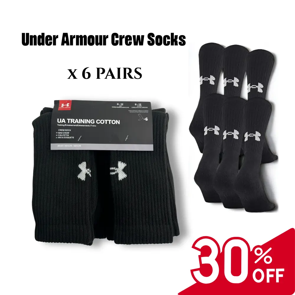 Under Armour Crew Socks Pack-6, Unisex-Adult Socks, Soft Cotton-Blend for All-Day Comfort