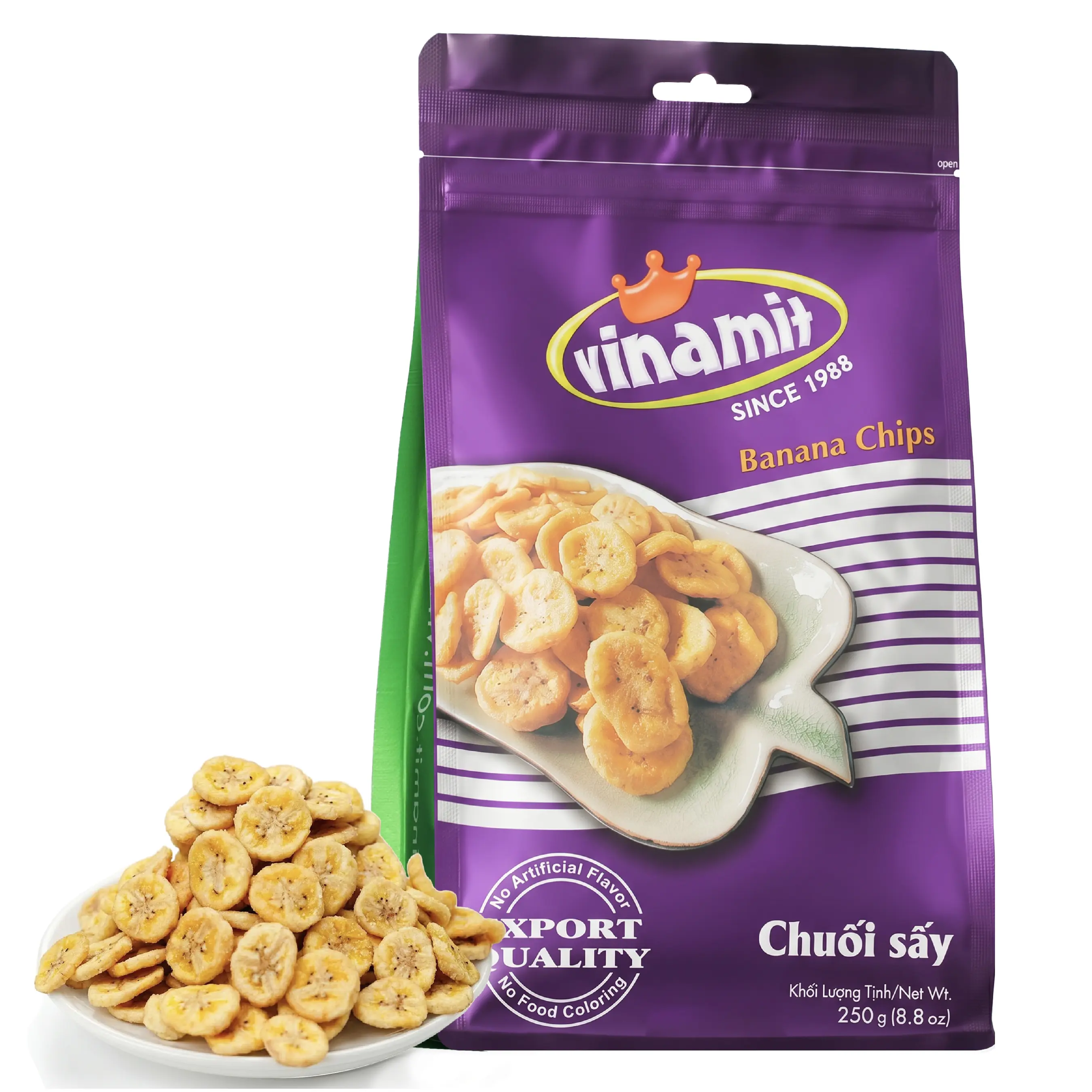 Vinamit Banana Chips Unsweetened, Naturally Sweet, Crispy & Crunch | Tropical Fruit Snacks from Ripe Banana, No added sugar, Dried Fruit for Adults, Gifting, Family Share, Kids’ lunchboxes