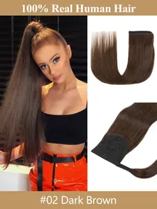 Human Hair Ponytail Straight Brazilian Drawstring Ponytail Remy Human Hair for Women 40g 50g 60g  Clip in Hair Extensions