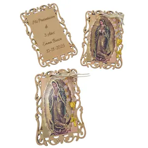 Personalized Lady of Guadalupe Party Favor 5x3 Inch Wood Laser Engraved with Name Date & Message Ideal for Baptism Wedding Religious Groups Funerals