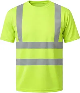 Hi Vis Safety Shirts Short Sleeve High Visibility Reflective Shirt for Men Women Class 3 Construction Shirt Work T-Shirts Clothes for Warehouse Camisas Reflectivas de Trabajo para Hombre