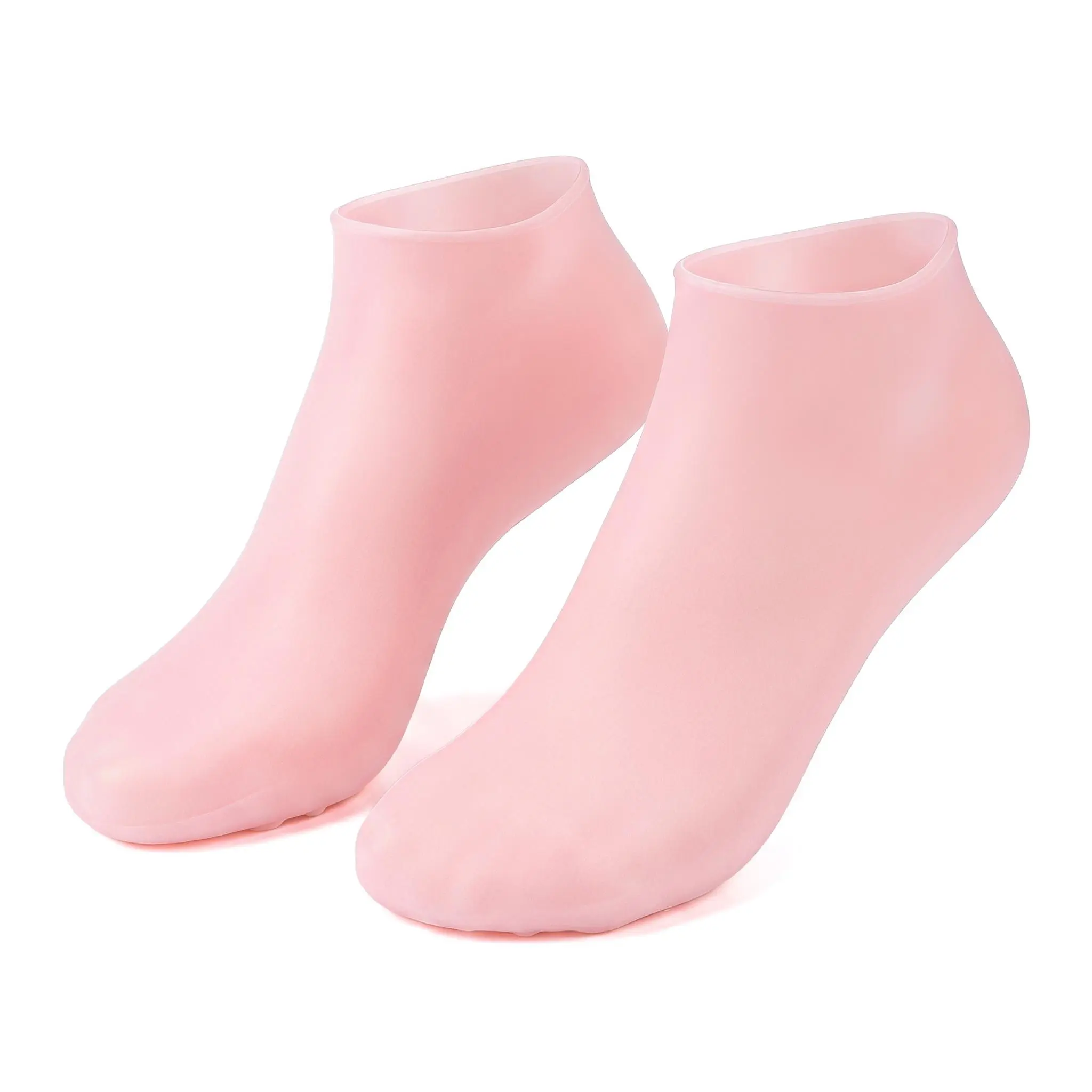 【SummerWins】1 Pair Pink Women's Silicone Gel Socks, Reusable Moisturizing Foot Socks for Heel Care