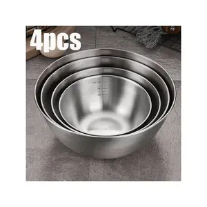 4 Pieces Stainless Steel Multipurpose Bowls Ideal for Salads Pasta and Snacks Kitchen Serving Dishes