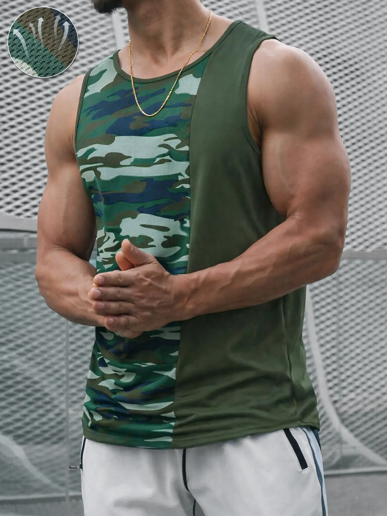 Men’s patchwork camouflage casual vest — breathable mesh fabric for summer comfort; stylish and versatile, a men’s fitness essential for sports and outdoor activities Clothes Vests