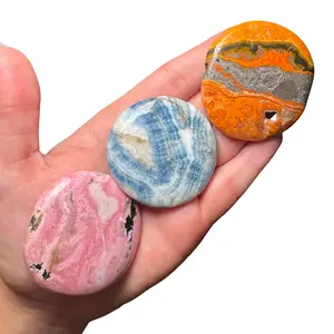 Gemstone "Cookie" - Crystal Flat Stone - Crystal Worry Stone - Gemstone Palm Stone