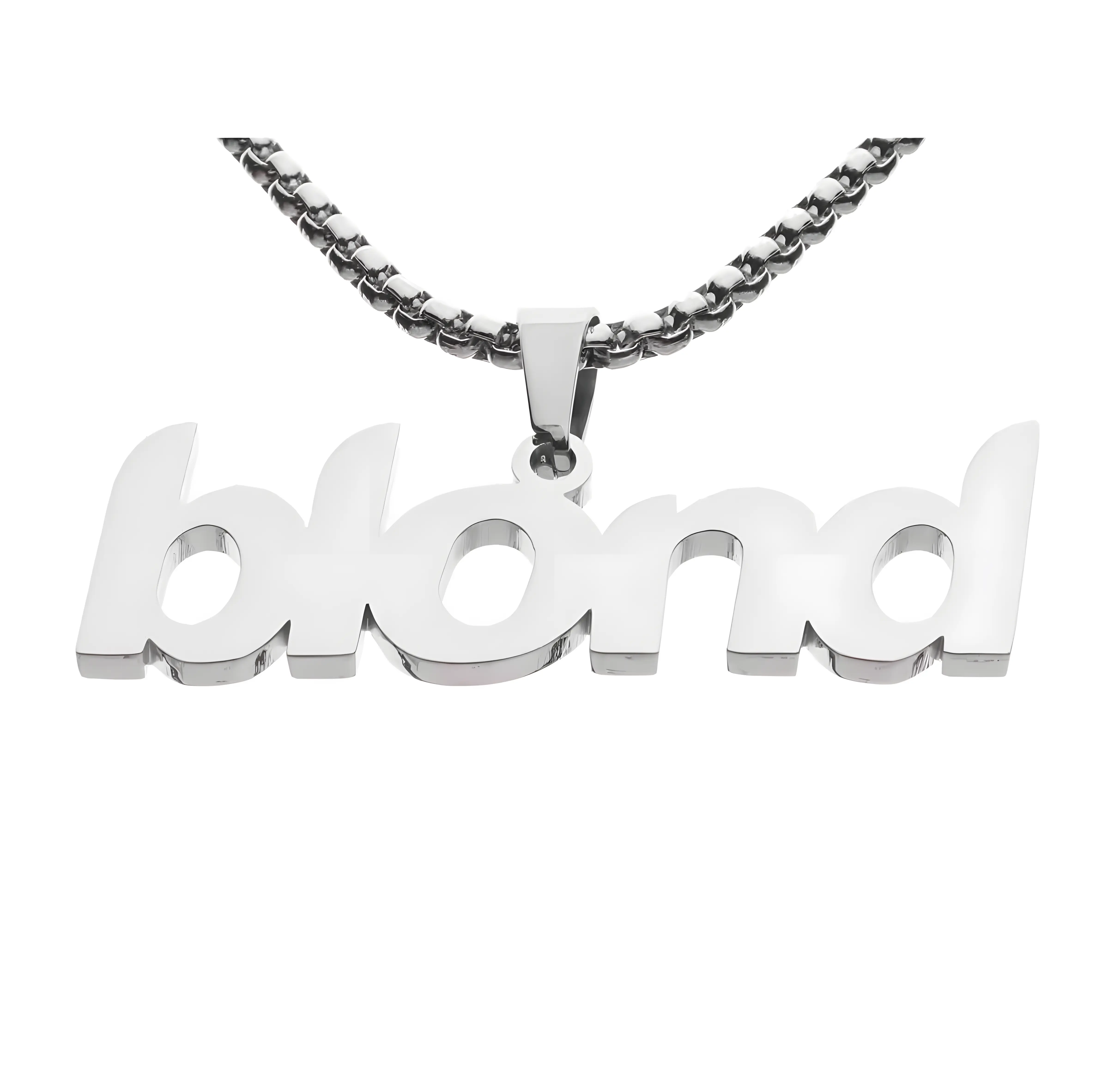 Unisex Blond Album Font Pendant Necklace - Waterproof Stainless Steel, Hypoallergenic Venetian Chain, 0.49 oz, 1.57 In Pendant, 20 In Long, Non-Tarnish Jewelry for Hip-Hop/R&B Fans, Concerts & Daily Wear, Best Friends