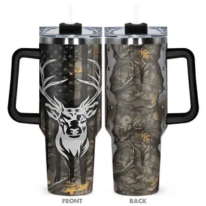 1pc, Gifts for Deer Lover 40oz Vacuum Insulated Tumbler, Deer Funny Print 40oz, Insulated and Durable, Gift for Any Occasion: Birthdays, Holidays, or Special Moments for Family, Friends, or Coworkers, Insulated Travel Drinkware, Insulated Flask