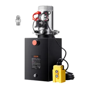 VEVOR Hydraulic Pump, 12 Quart Hydraulic Power Unit, Single Acting Dump Trailer Pump, 0.91 GPM Flow Rate, 3200 PSI Max Relief Pressure, DC 12V Hydraulic Pump for Dump Trailer Car Lifting