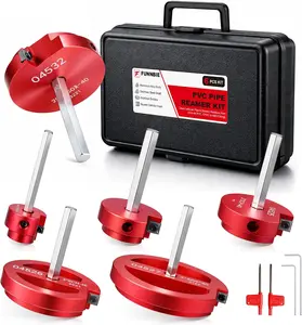 6Pcs PVC Pipe Reamer Kit, Durable Aluminum PVC Fitting Saver for Sch.40 CPVC, ABS, Lightweight Socket Hub Saver Includes 3/4", 1", 1-1/2", 2", 3", 4", Plumbing Tool Fits Standard 1/2" Drill