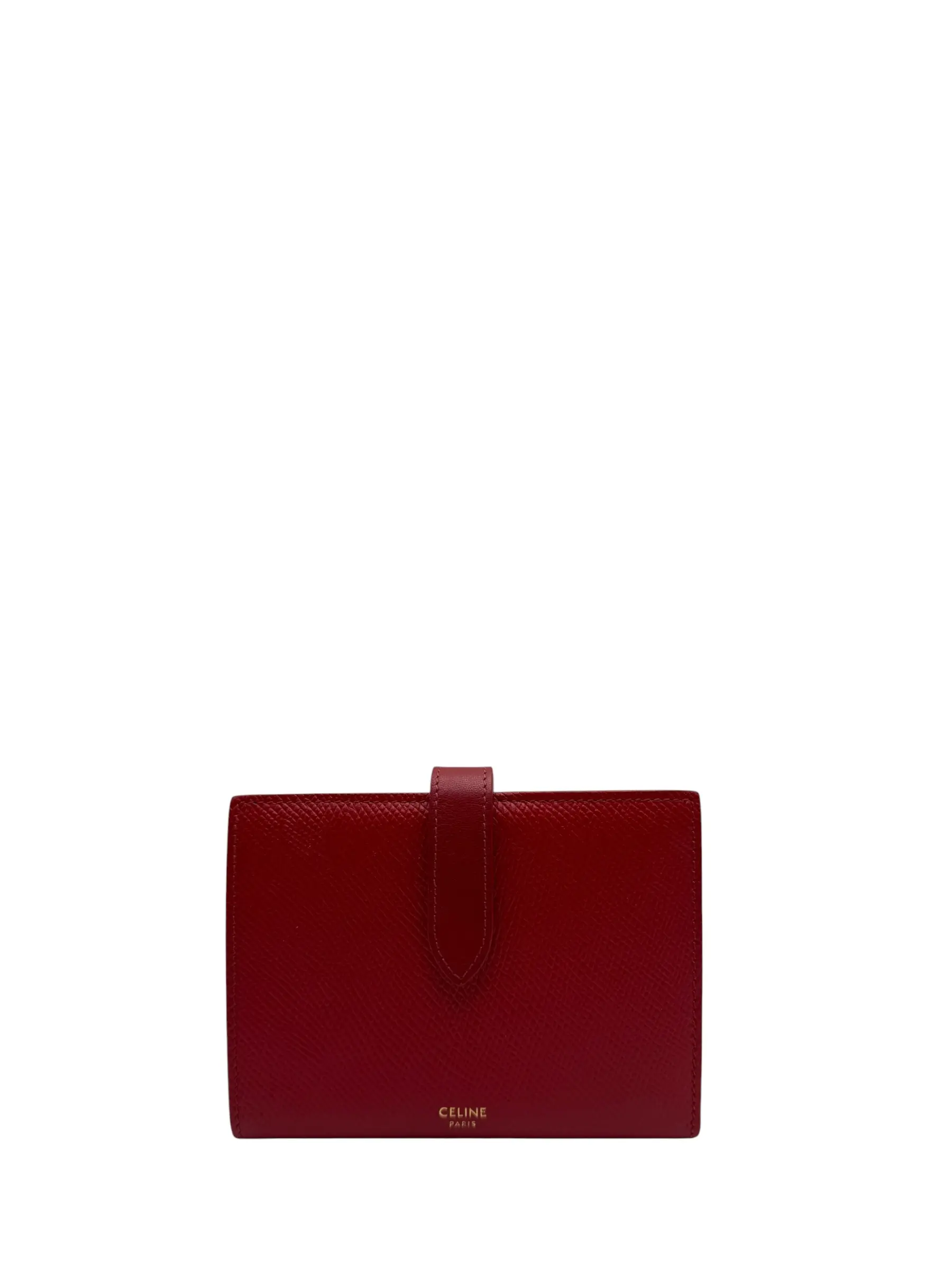 Pre-owned Celine CALFSKIN LEATHER Small Leather Goods WALLET RED STRAP