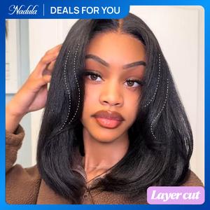 【Upgraded】Nadula Yaki Straight Put On & Go Human Hair Glueless Summer Wig With Drawstring Bob Style 13x4 7x5 Pre-Cut Lace & Natural Scalp Summervibes TikTokShopStockUp