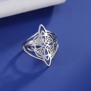 Double layer witch knot Celtic triangle outer frame stainless steel daily wear