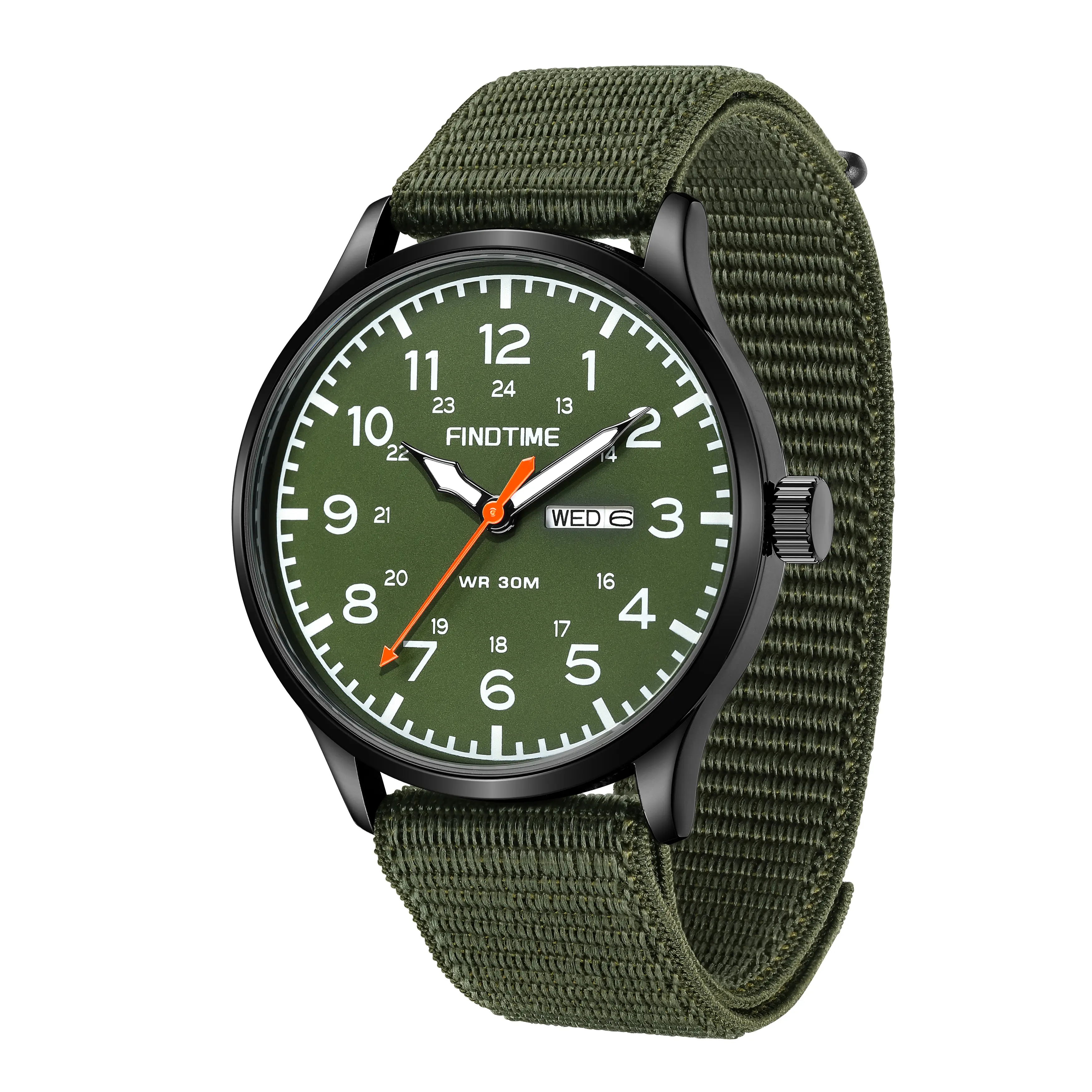 findtime Military Style Quartz Wristwatch for Nurses, Unisex Analog Watch with Glow-dial Clarity, Luminous Second Hand and Nylon Strap