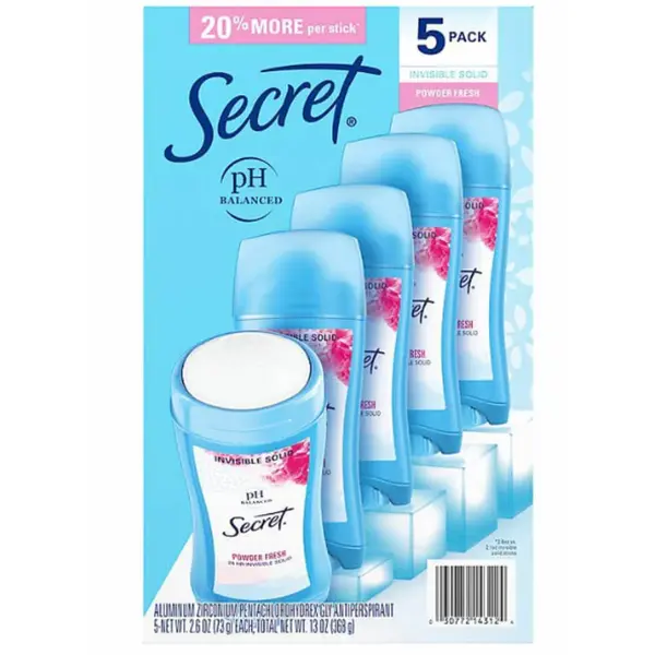 Secret Invisible solid deodorant, pack of 5 Secret Invisible solid deodorant, pack of 5