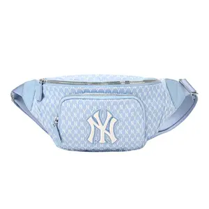 MLB Monogram Series New York Yankees Vintage Logo Nylon Crossbody Waist Bag for Men and Women in Haze Blue