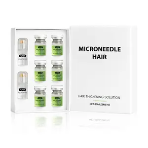 Hair Thickening Serum Kit with Microneedle Roller, Scalp Nourishing Hair Infusion Essence for Men & Women, Ginger Root Oil, Peppermint Oil & Sophora Root Extract, Supports Fuller-Looking, Thicker-Looking Hair, 30ml (6 x 5ml)