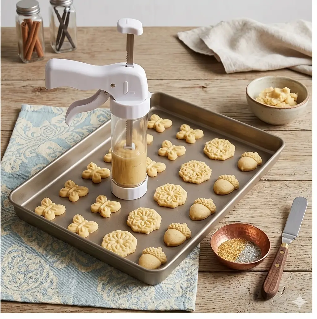 Cookie Press Set – 1 Set with Plastic Press Gun & Accessories