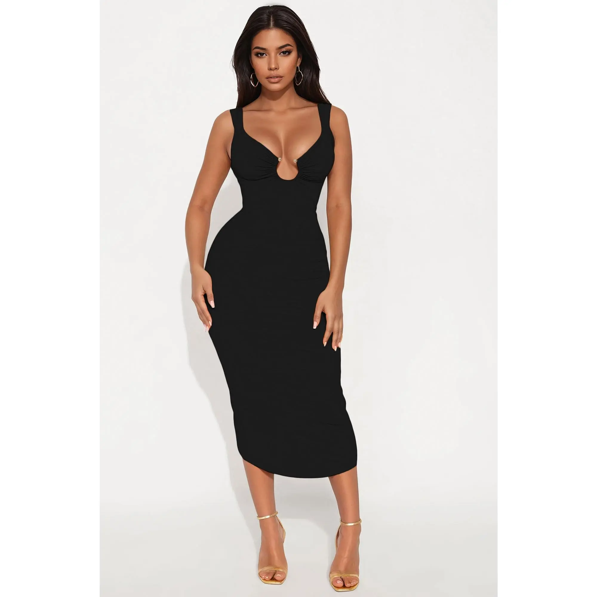 Paloma Backless Midi Dress - Black