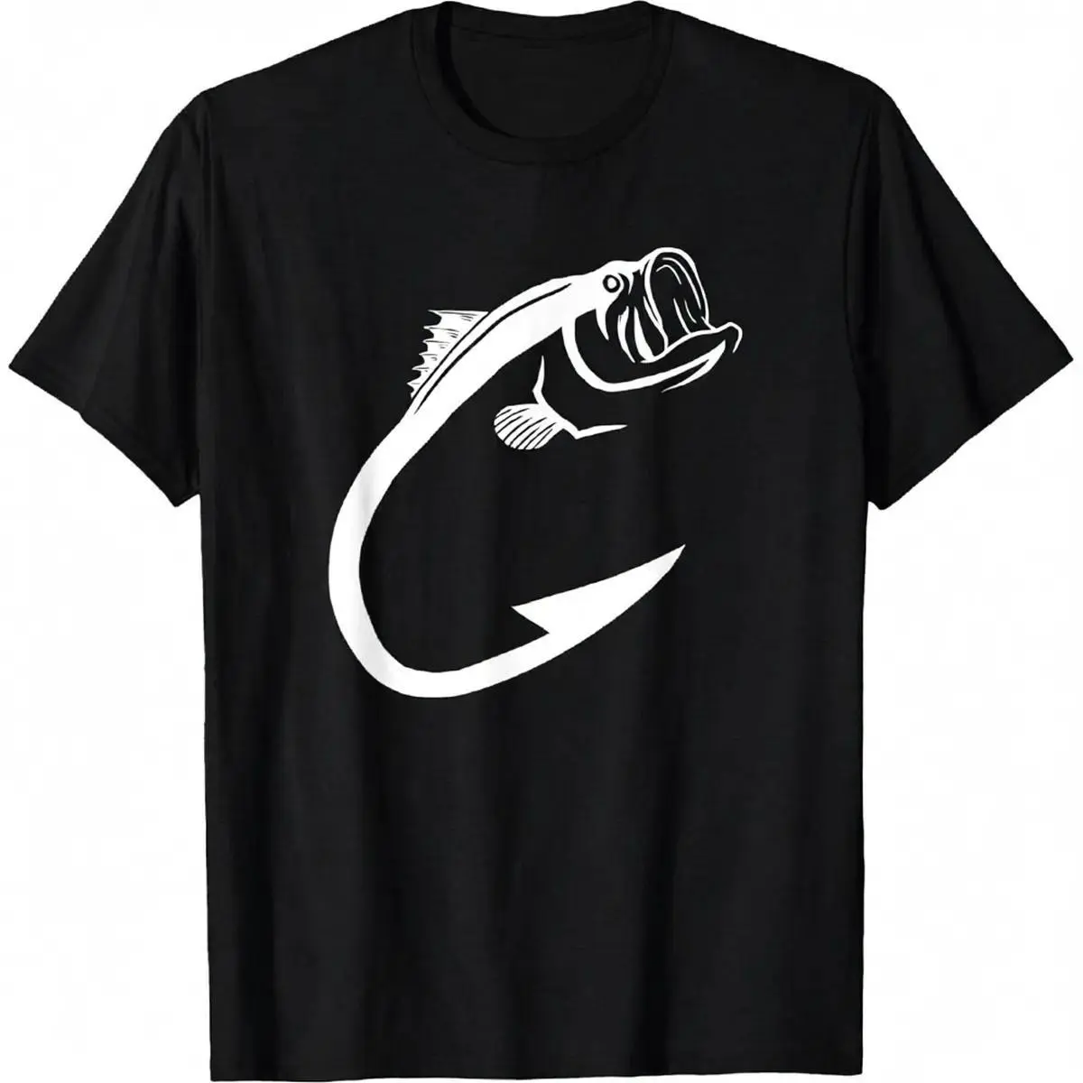 Men's 100% Cotton Short-Sleeve Round Neck Graphic T-Shirt - Fashion Menswear Tops, Casual Streetwear, Minimalist Fish Hook Art Design, Ideal Gift for Fishing Enthusiasts