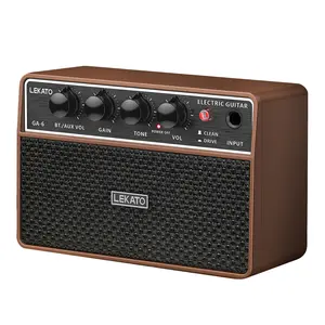 LEKATO Portable 10W Mini Guitar Amplifier Stereo Dual Speaker Clean/Overdrive Channel Mini Amp