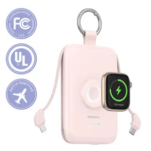 RORRY 10000mAh Portable Charger 22.5W Fast Charging Power Bank with Built-in Cables & Keychain for iPhone 17-11 iWatch Android AirPods iPad Perfect Gift Travel Battery Pack Lightweight Valentinesdaygift