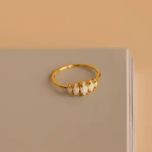 Marquise Opal Statement Ring by Caitlyn Minimalist - Vintage Style Gemstone Ring - Dainty Gold Promise Ring - Anniversary Gift for Her