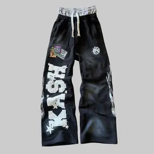 American Sweatpants Y2K Gothic Hip Hop Letter Patch Double Layer Baggy Elastic Waist Jogging Casual Pants for Men