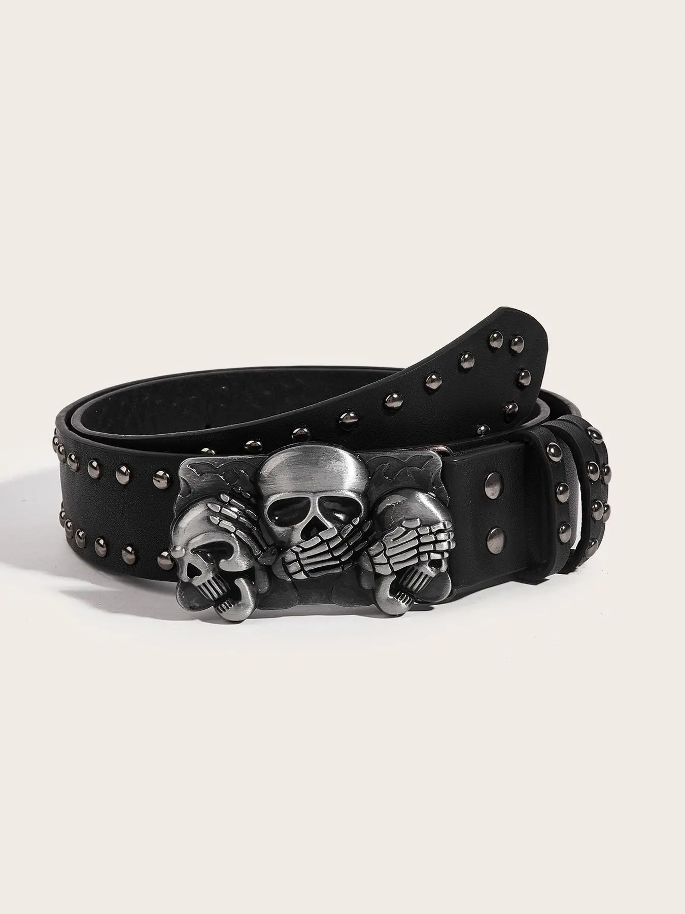 Women's Belt Leather Skull Buckle Belt, Waist Band for Jeans, Punk Belt, Black Studded Belts for Women, Y2k Skull Belts, Punk Style Belt, Fashion Belts, Street Style Belt, Belt with Buckle, All Seasons Wear, Studded Details