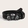 Fashion Faux Leather Studded Waist Belt with Retro Skull Buckle - Versatile & Stylish Street Style Belt for Men and Women Stylish Belts