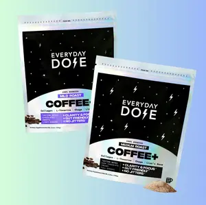 Everyday Dose Coffee+ Mild and Everyday Dose Coffee+ Medium Roast Beverage | Coffee Blend with Lion's Mane, Chaga, L-Theanine, and Collagen Protein | 14 Serving