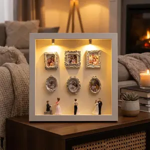 DIY Mini Gold Frames Silhouette Box，2026 Upgrade Shadow Box Frame Kit with Gold Miniature Museum & Figurines,  for Anniversary, Wedding, Birthday & Home Decor