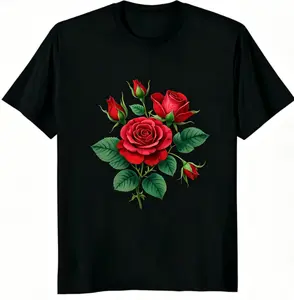 Red Rose Floral Aesthetic Tee | 100% Cotton Unisex shirts women