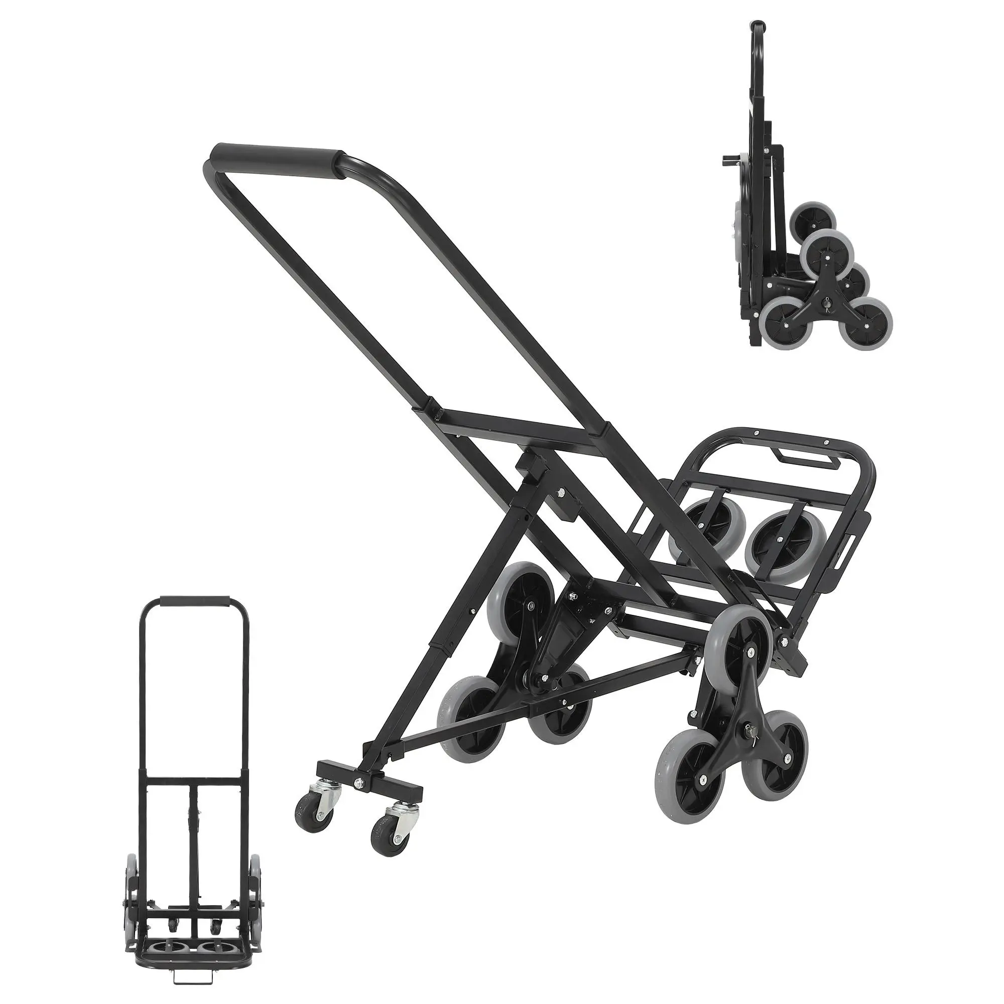 Folding 3-in-1 Stair Climbing Cart, 330 LBS Stair Climbing Dolly for Stairs, 10-Wheel Stair Climber Hand Truck with Telescoping Handle for Moving, Office & Warehouse