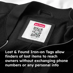 Lost Item Iron-On Clothing Tags (6-pack) | Smart Washable Fabric QR Tags | Use as Labels for Kids Clothing, Daycare, Nursing Home, and N Name Tags Office Supplies
