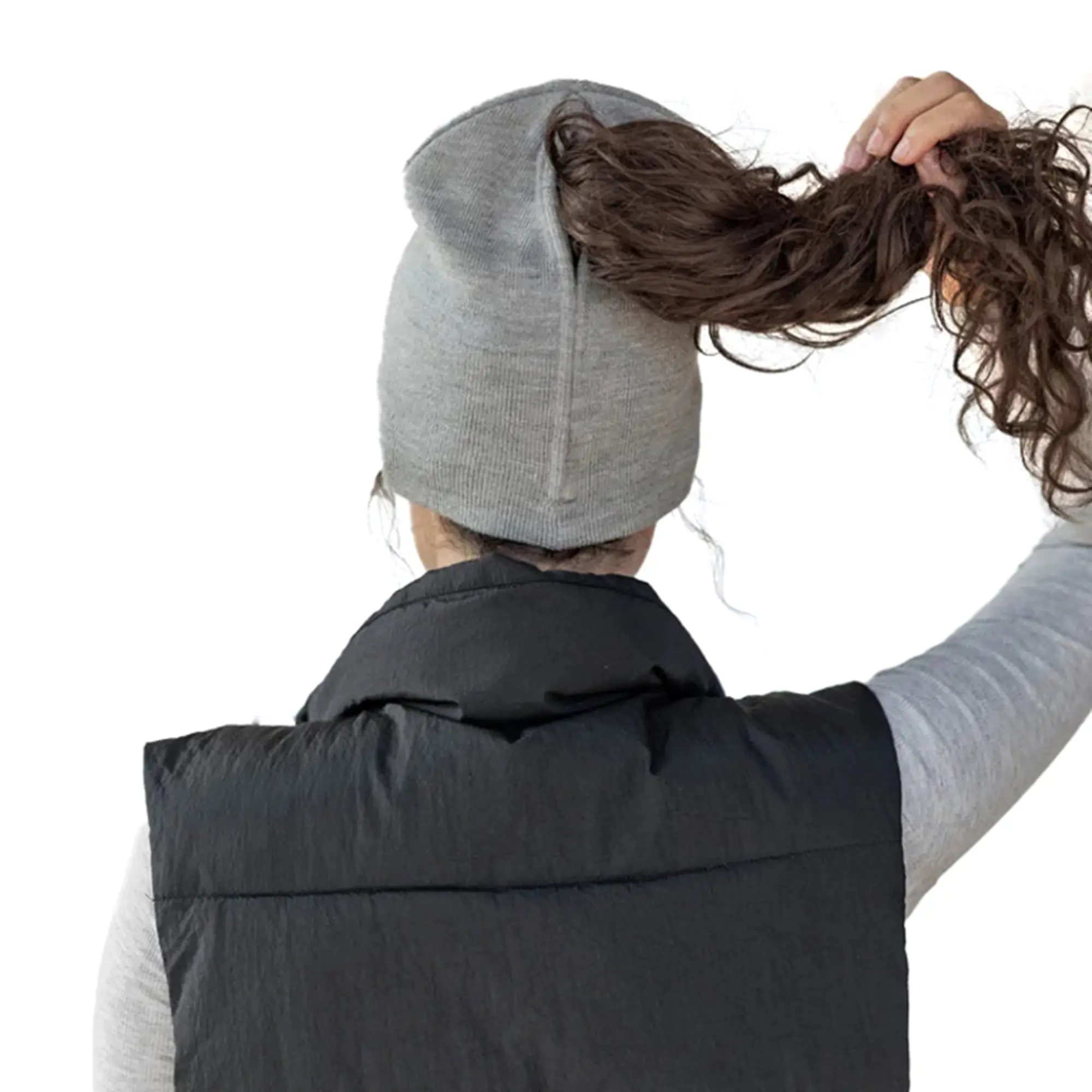 SeSe Code Magnetic Open Back Knit Beanie Ponytail Soft Warm Winter Hat for Women