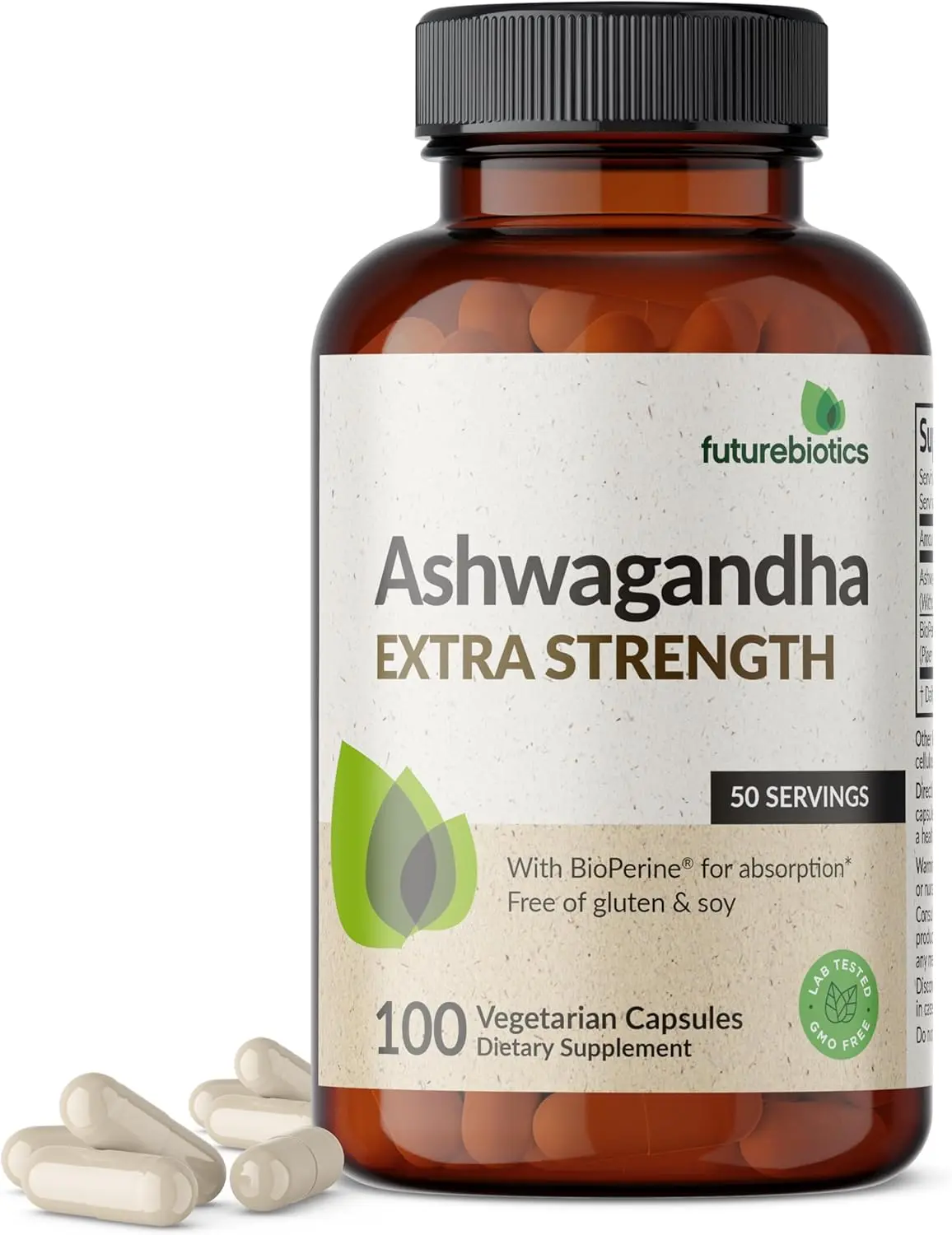 Ashwagandha Extra Strength Stress Relief Mood Support Supplement 100 Capsules Ashwagandha Root Extract with BioPerine High Absorption Natural Herbal Adaptogen for Energy Sleep Anxiety Relaxation Vegetarian Non GMO Gluten Free