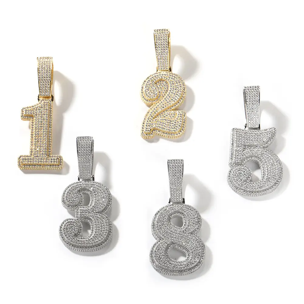 Number Pendant Number Chain Necklace Pendant Chain Number Zirconia Iced Out Jewelry for DIY Hip Hop Jewelry”