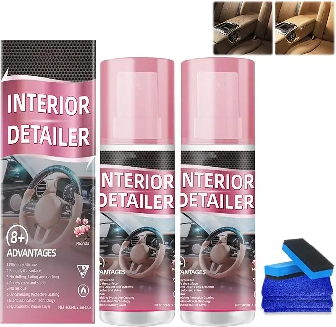 Interior Detailer Restorer Polishesfor Leather,Plastic,Rubber,User Friendly TrimRestorer Safe Auto Detailing Supplies-KitUV Protection Car,Quick Detailer|Automotive Care|Durable Protection Glossy