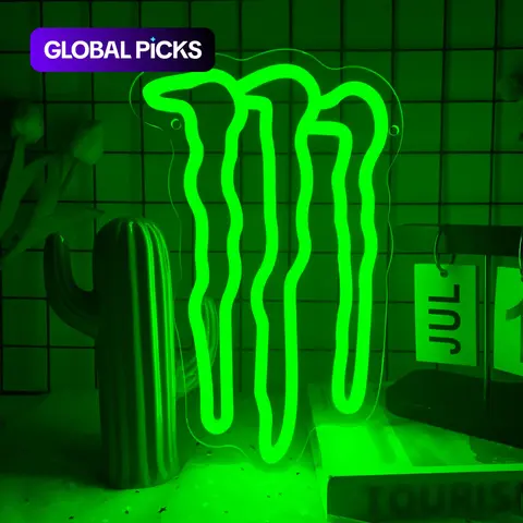 Drinks neon sign led sign Green monster claw neon light room bar man cave green led basement boys girls men
