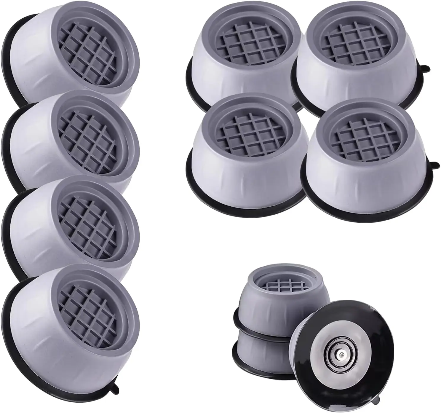 8-Piece Easy-Clean Plastic Washing Machine Supports, Anti-Walking Pedestals with Noise Reduction, Tool-Free Quick Setup Pads for Washers & Dryers (Home Laundry Appliance Accessory), Easy-Clean Plastic Pads