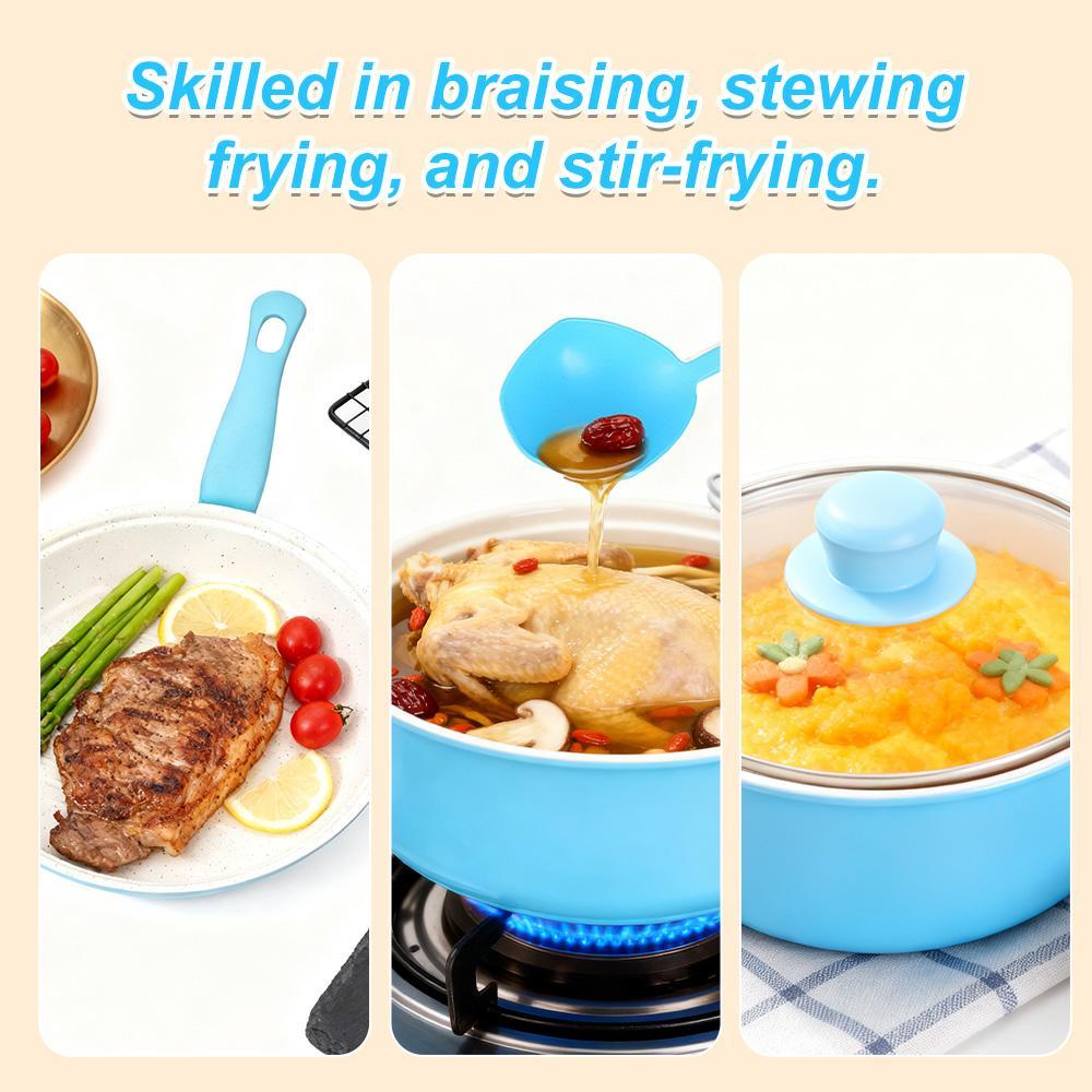 13 Piece Nonstick Cookware Set, Granite Coated Pots and Pans Set, Induction Compatible Kitchen Cooking Set with Glass Lids, Frying Pan, Saucepan, Soup Pots & Utensils,summervibes 13 Piece Nonstick Cookware Set, Granite Coated Pots and Pans Set, Induction Compatible Kitchen Cooking Set with Glass Lids, Frying Pan, Saucepan, Soup Pots & Utensils,summervibes