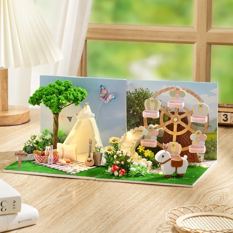 Cuteroom Mini Model House Set , diy dollhouse,DIY 3D Puzzle, Perfect Gift for Teens & Adults, Includes Furniture, Ages 14+, Miniature Set, Wooden