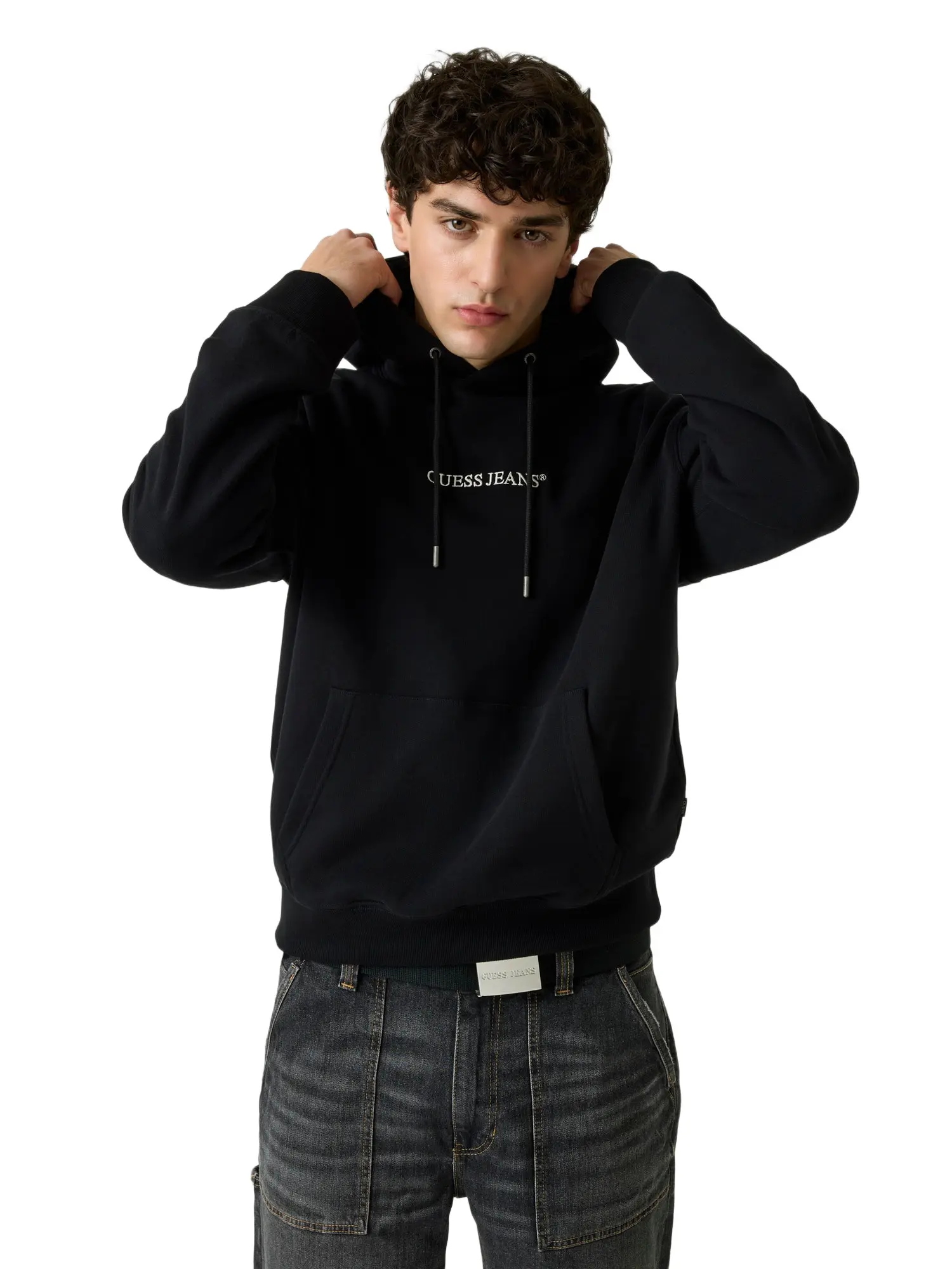 GUESS Jeans Male Hooded Logo Sweater