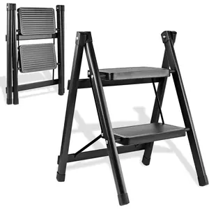2-Step Ladder, Folding Step Stool for Kitchen/Closet/Garage, Sturdy & Lightweight  Handy Ladder, 250 lbs Capacity, Anti-Slip Pedals, Compact & Portable for Home DIY & Everyday Use